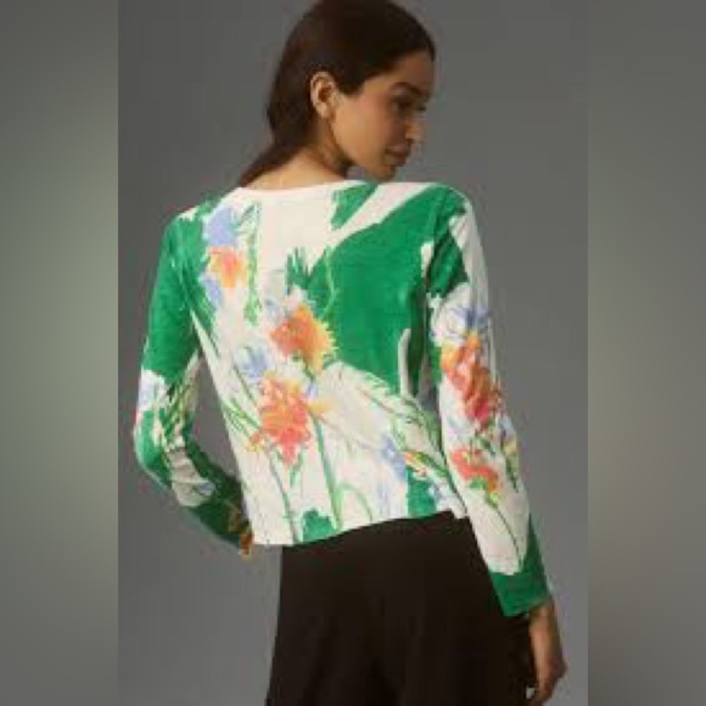 Maeve Floral Long Sleeve Top with Cream Background